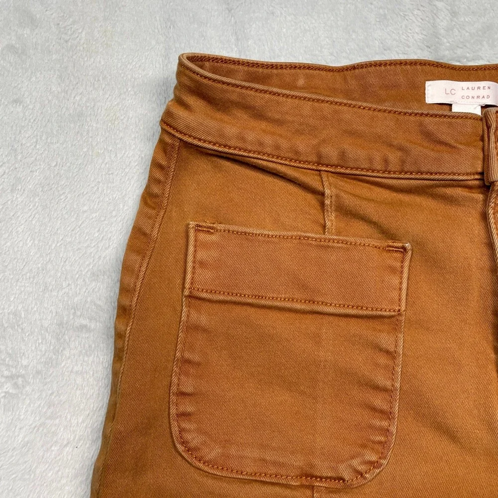 LC Lauren Conrad Wide Leg Pants Womens 2 Rust Brown Super High Rise Patch Pocket